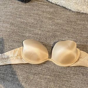 Tan, strapless bra